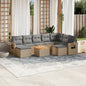 10-delige Loungeset met kussens poly rattan beige