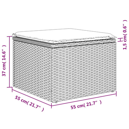 10-delige Loungeset met kussens poly rattan grijs