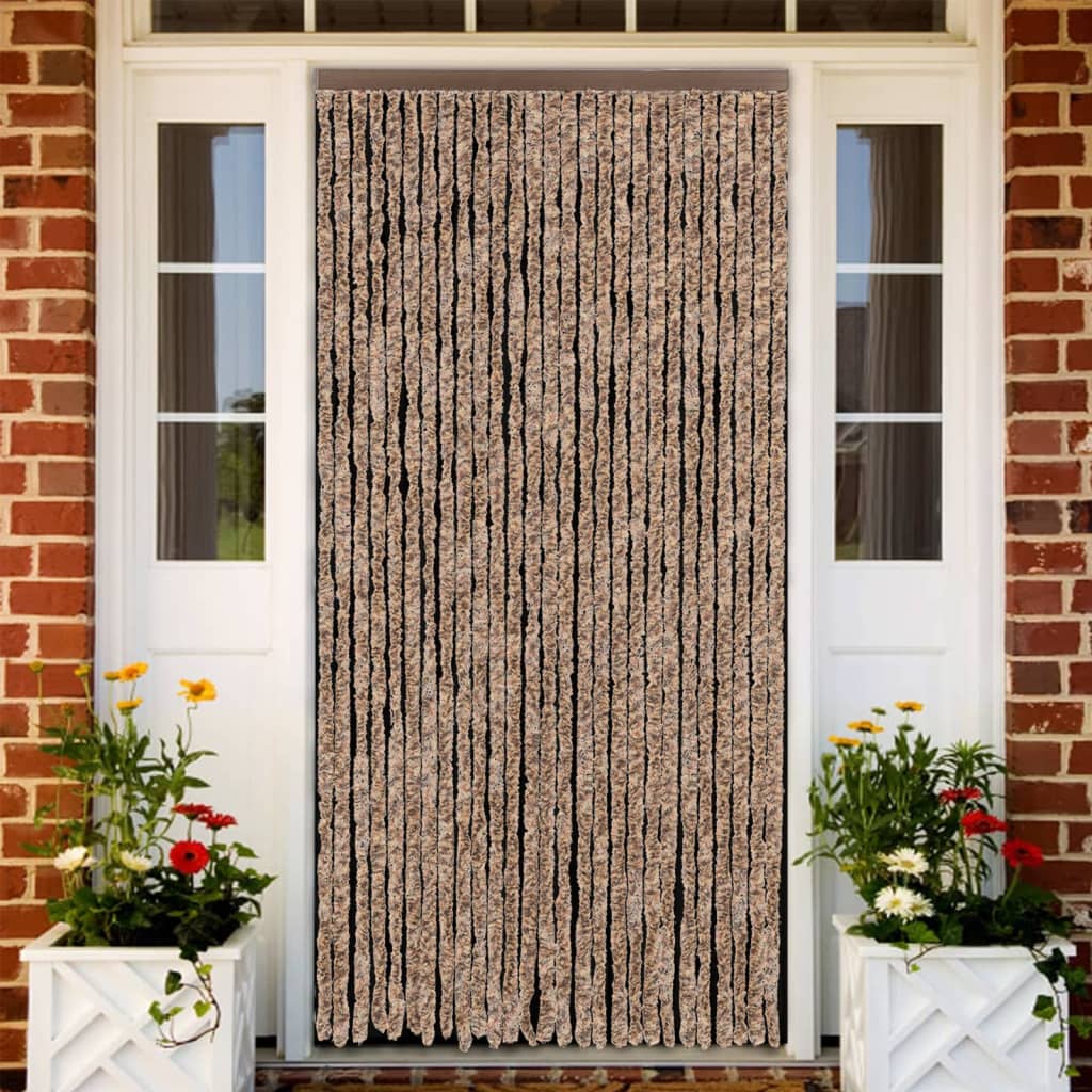 Vliegengordijn 118x220 cm chenille beige en donkerbruin