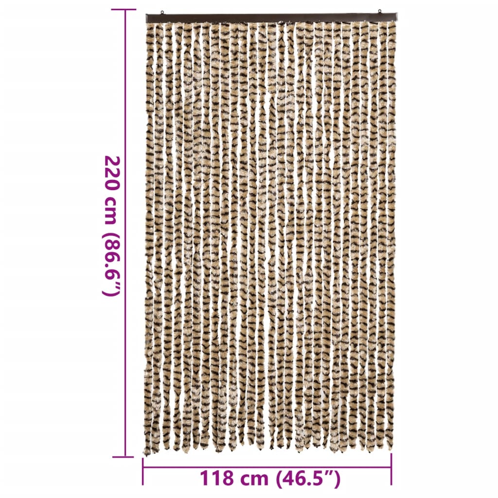 Vliegengordijn 118x220 cm chenille beige en bruin