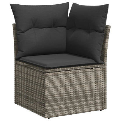 10-delige Loungeset met kussens poly rattan grijs