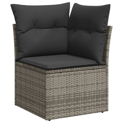 10-delige Loungeset met kussens poly rattan lichtgrijs