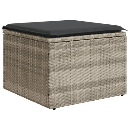 10-delige Loungeset met kussens poly rattan lichtgrijs