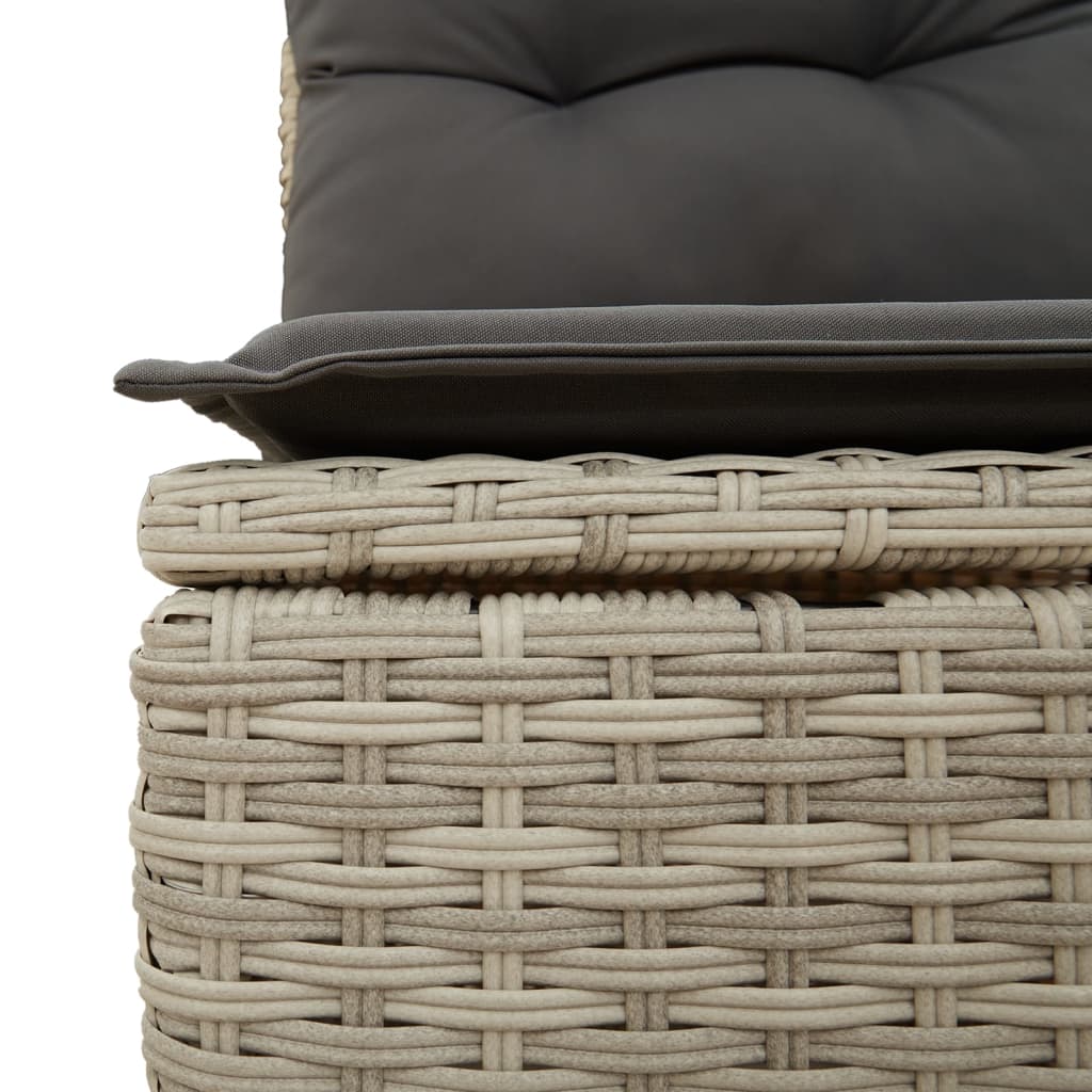 10-delige Loungeset met kussens poly rattan lichtgrijs