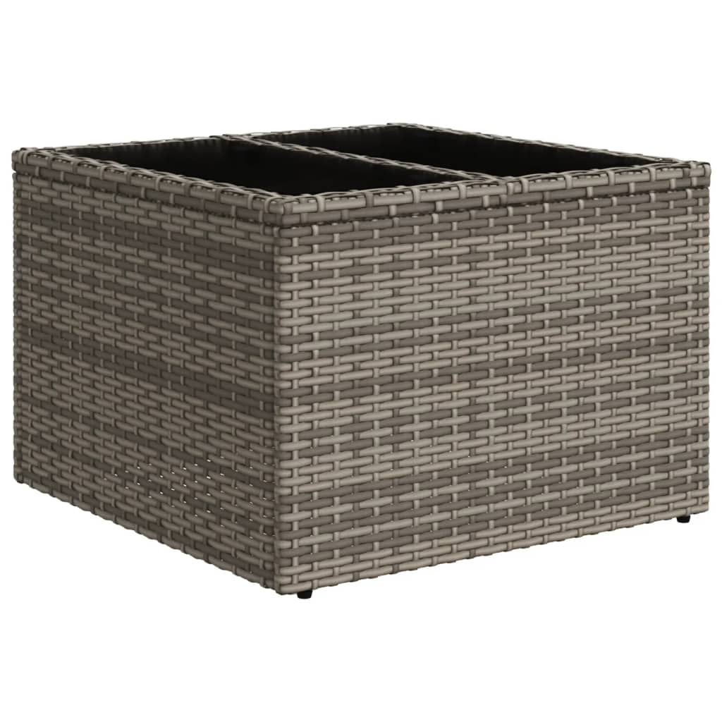 10-delige Loungeset met kussens poly rattan grijs