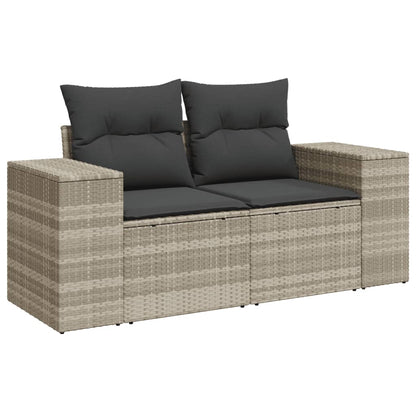 10-delige Loungeset met kussens poly rattan lichtgrijs