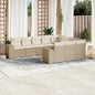 10-delige Loungeset met kussens poly rattan beige