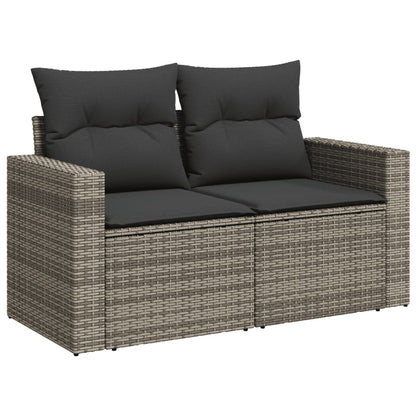 10-delige Loungeset met kussens poly rattan lichtgrijs