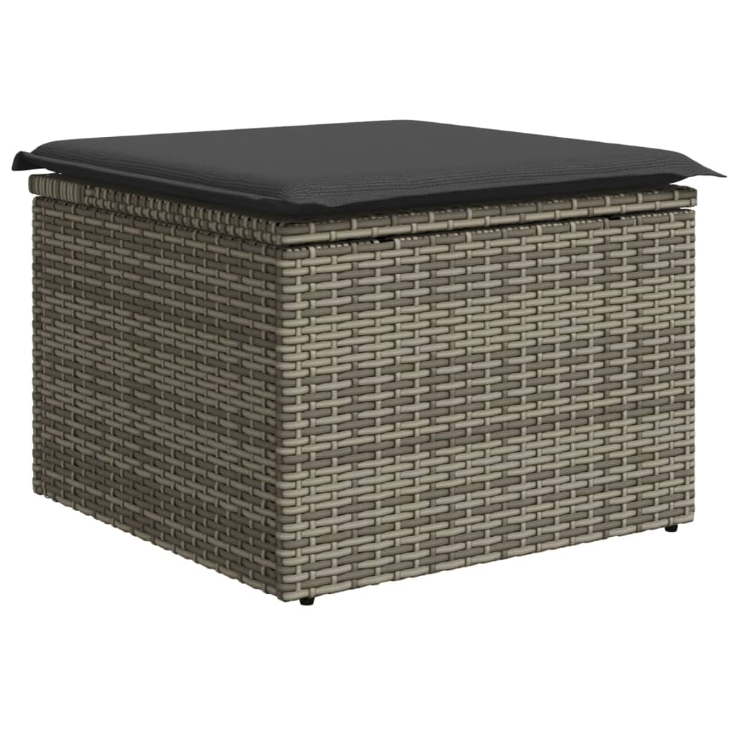 10-delige Loungeset met kussens poly rattan lichtgrijs