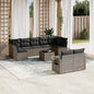 10-delige Loungeset met kussens poly rattan grijs