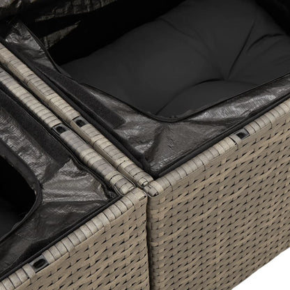 10-delige Loungeset met kussens poly rattan grijs