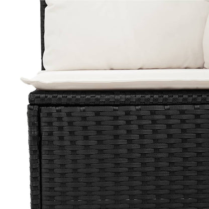 10-delige Loungeset met kussens poly rattan zwart