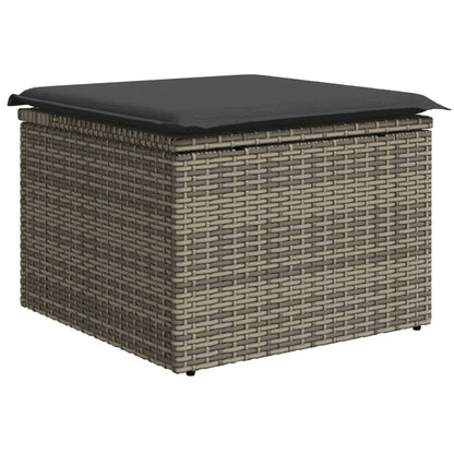 10-delige Loungeset met kussens poly rattan grijs