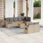 10-delige Loungeset met kussens poly rattan gemengd beige