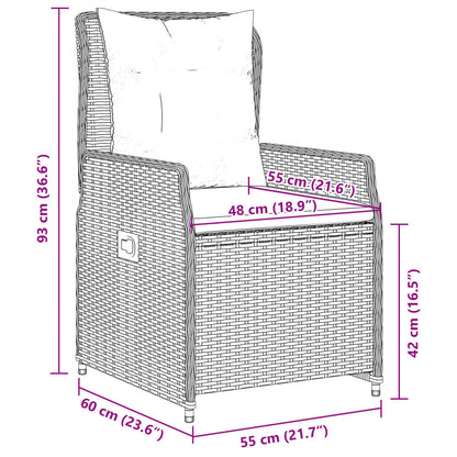 7-delige Tuinset met kussens poly rattan grijs