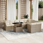 10-delige Loungeset met kussens poly rattan beige