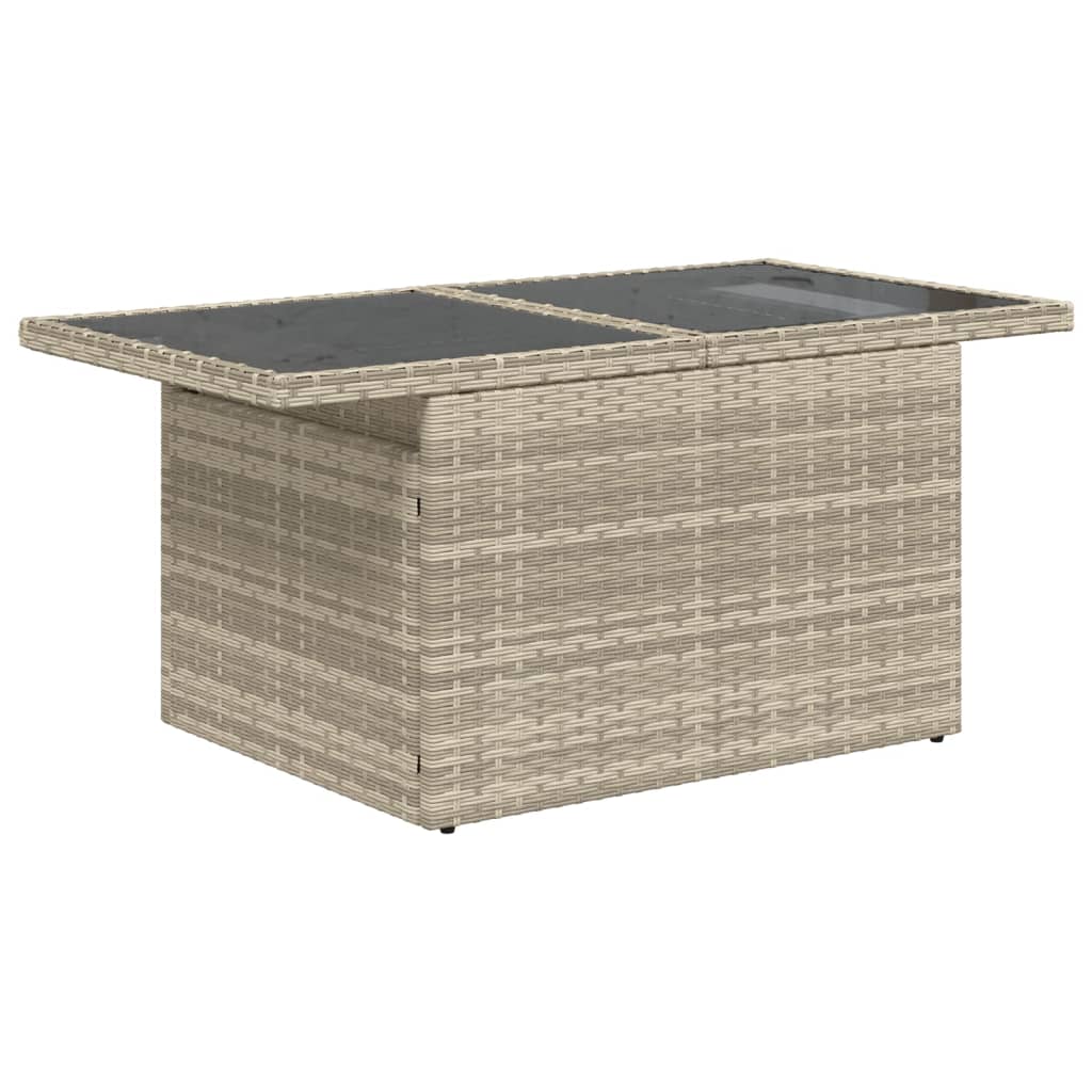 10-delige Loungeset met kussens poly rattan lichtgrijs