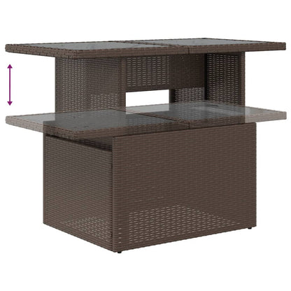 10-delige Loungeset met kussens poly rattan bruin