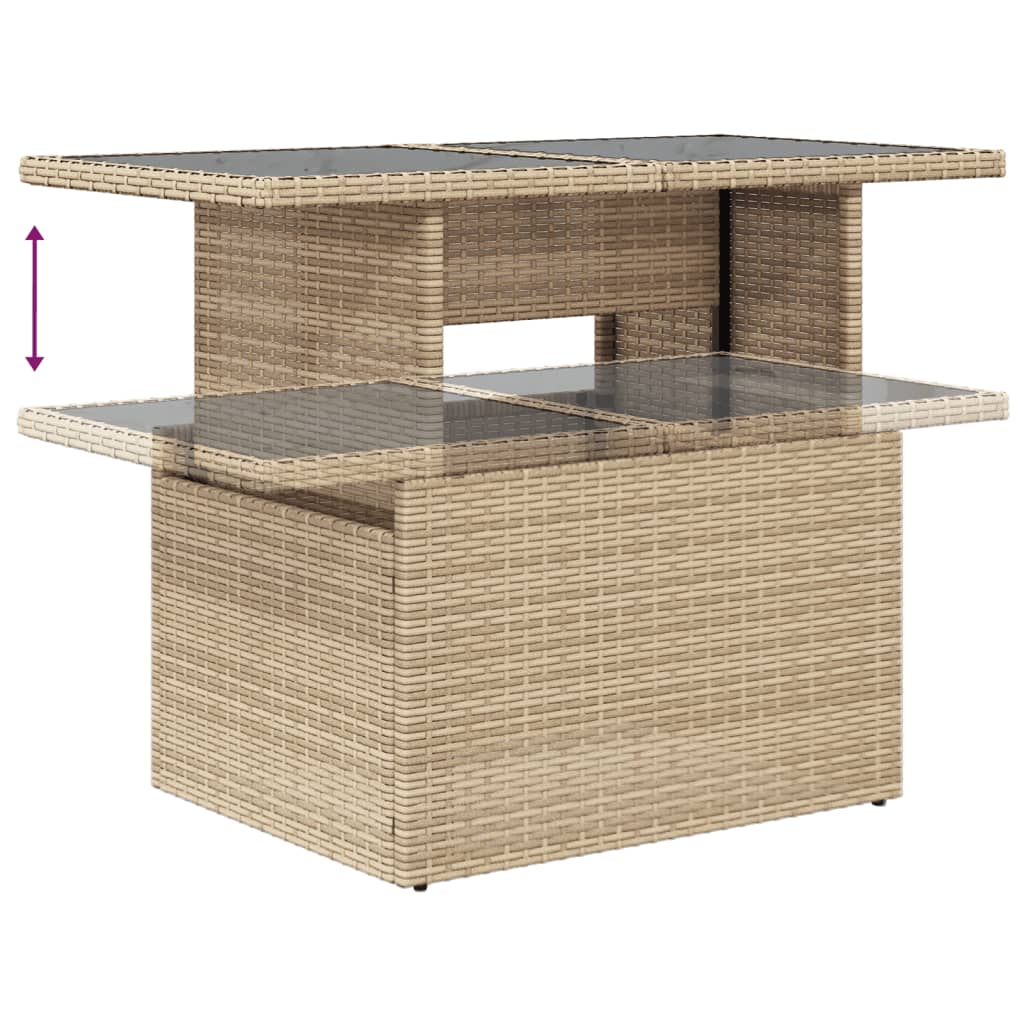 10-delige Loungeset met kussens poly rattan beige