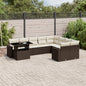 10-delige Loungeset met kussens poly rattan bruin