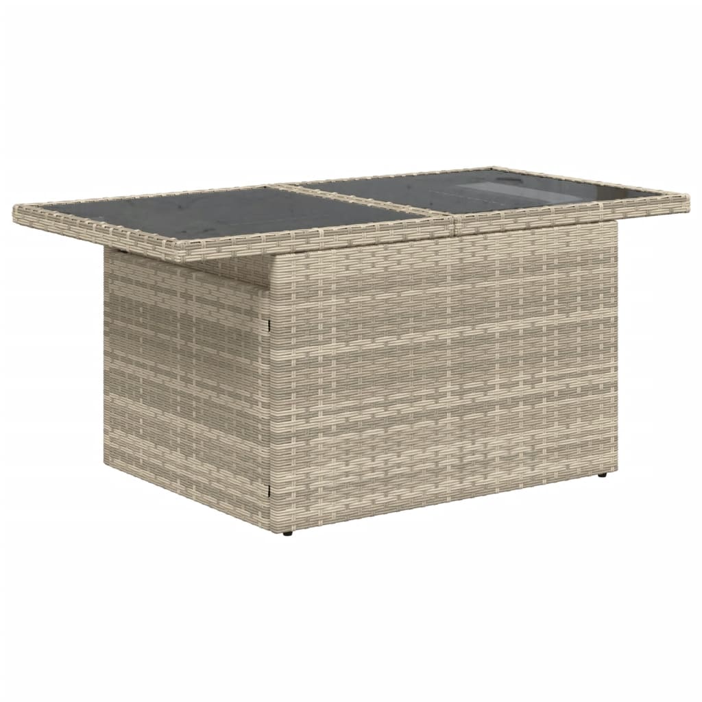 10-delige Loungeset met kussens poly rattan lichtgrijs