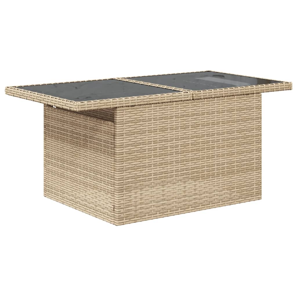 10-delige Loungeset met kussens poly rattan beige