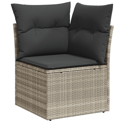 10-delige Loungeset met kussens poly rattan lichtgrijs