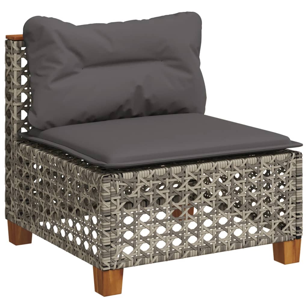 6-delige Loungeset met kussens poly rattan grijs