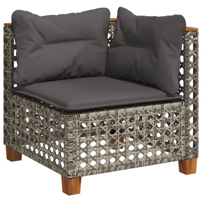 6-delige Loungeset met kussens poly rattan grijs