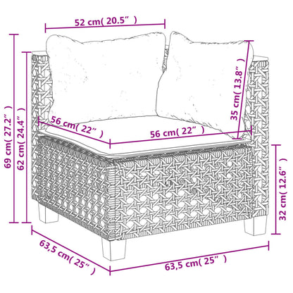 6-delige Loungeset met kussens poly rattan grijs