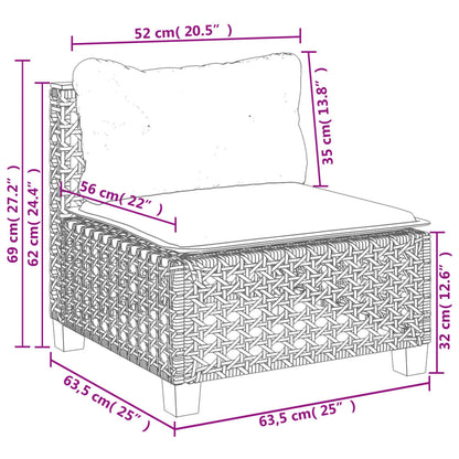 6-delige Loungeset met kussens poly rattan grijs