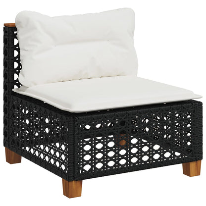 10-delige Loungeset met kussens poly rattan zwart