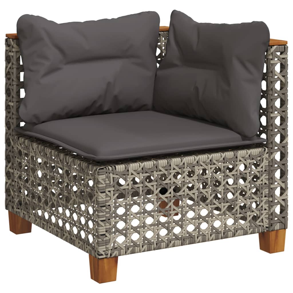 10-delige Loungeset met kussens poly rattan grijs