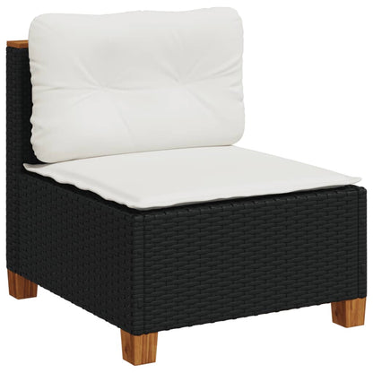 10-delige Loungeset met kussens poly rattan zwart