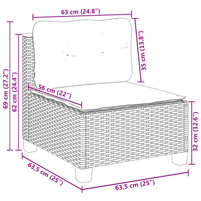 10-delige Loungeset met kussens poly rattan zwart