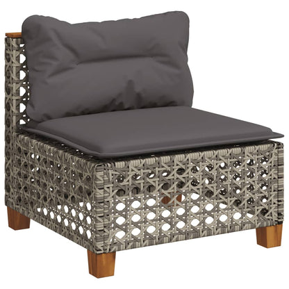 10-delige Loungeset met kussens poly rattan grijs