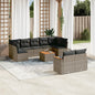 10-delige Loungeset met kussens poly rattan grijs