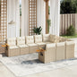 10-delige Loungeset met kussens poly rattan beige