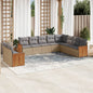 10-delige Loungeset met kussens poly rattan beige