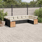 10-delige Loungeset met kussens poly rattan zwart