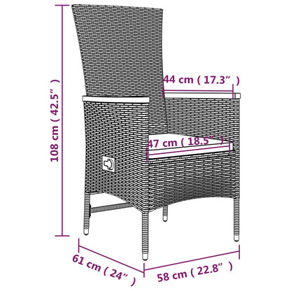 9-delige Tuinset met kussens poly rattan grijs