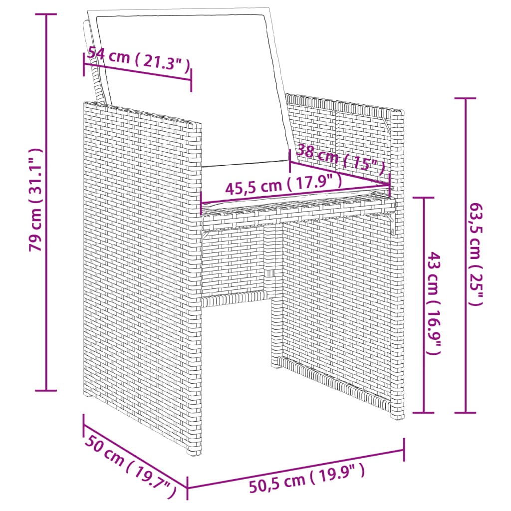 9-delige Tuinset met kussens poly rattan beige