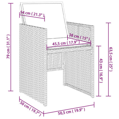 9-delige Tuinset met kussens poly rattan grijs