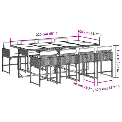 9-delige Tuinset met kussens poly rattan beige