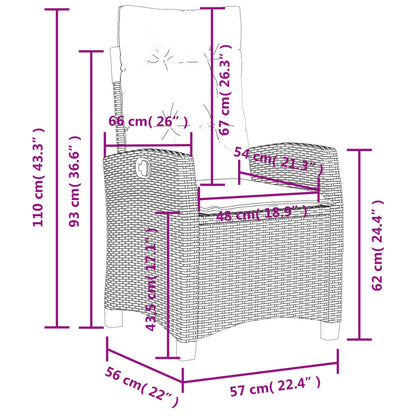 3-delige Tuinset met kussens poly rattan beige