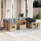 10-delige Loungeset met kussens poly rattan beige