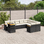 10-delige Loungeset met kussens poly rattan zwart