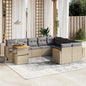 10-delige Loungeset met kussens poly rattan beige