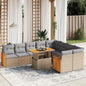 10-delige Loungeset met kussens poly rattan beige