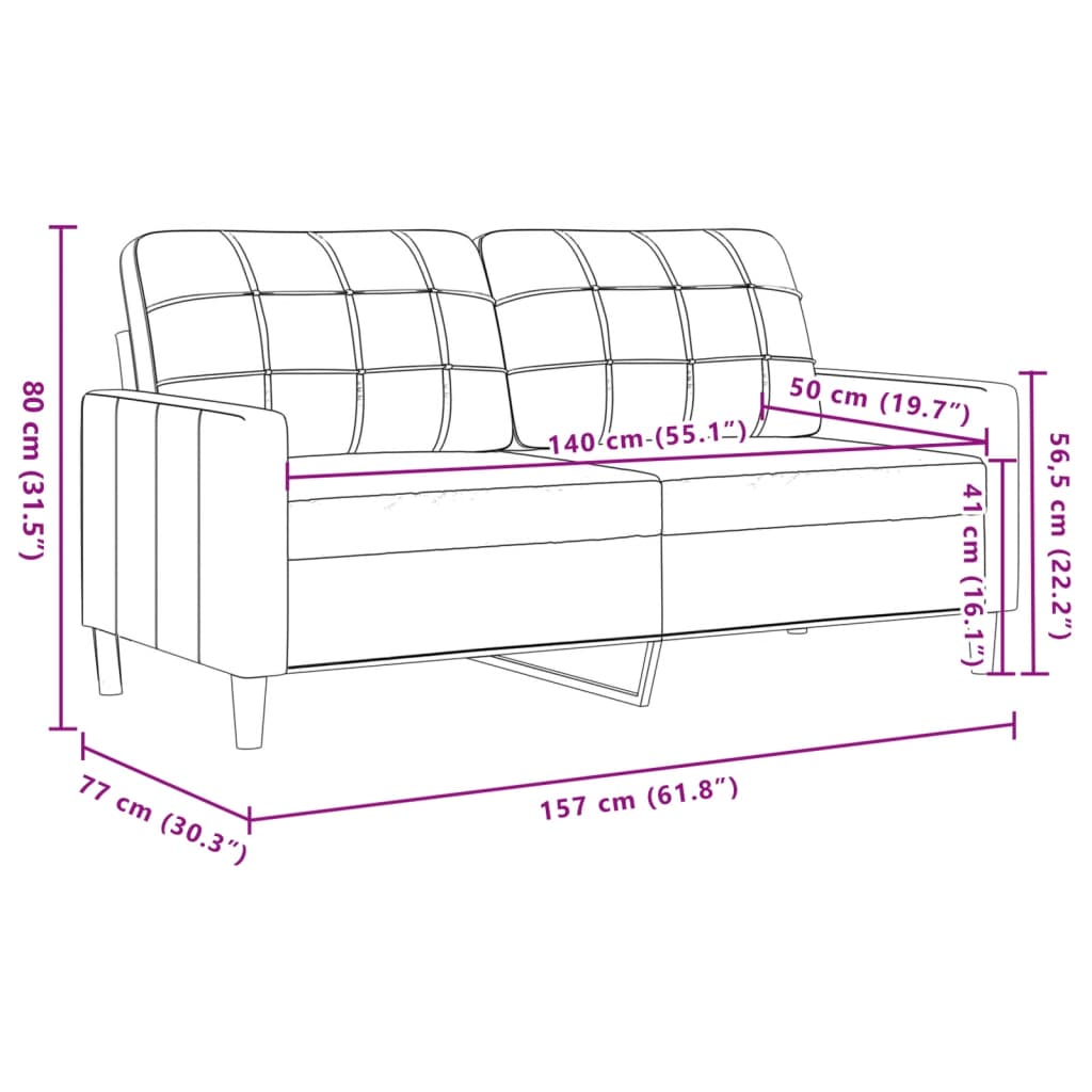 3-delige Loungeset stof crèmekleurig